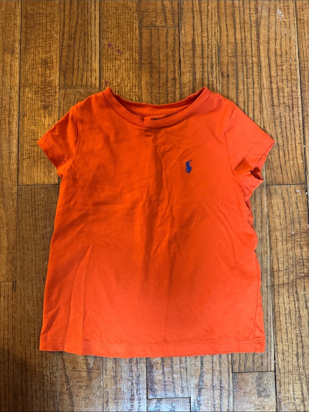 Ralph Lauren Orange Crewneck Short-Sleeve Tee with Blue Pony
